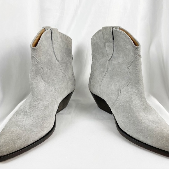 Isabel Marant Dewina Suede Leather Western Cowboy Boots Gray EU 37 Casual - Picture 3 of 10